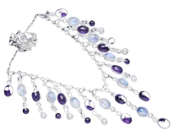 Collier Envoûtant en Pierre de Lune et Améthyste "Tourbillon" | Bijoux Chakra