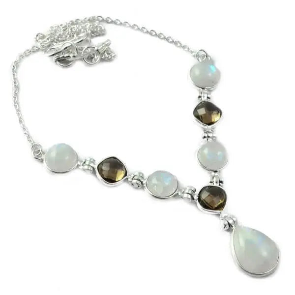 Collier Envoûtant "Chandra" en Pierre de Lune et Quartz | Bijoux Chakra