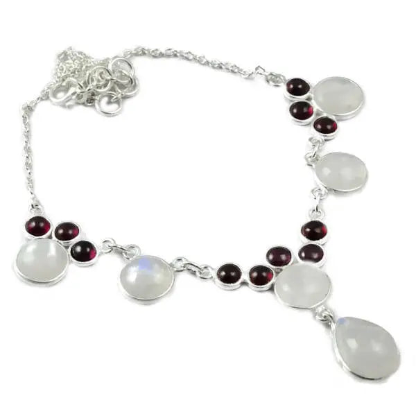 Collier Pierre de Lune et Rubellite ''Amour Pourpre Éclatant'' | Bijoux Chakra