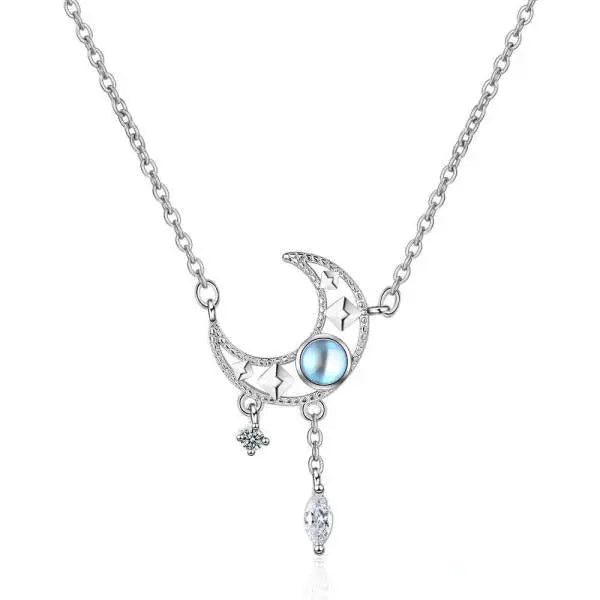 Collier en Argent Éclatant avec Pierre de Lune "Phase" | Bijoux Chakra