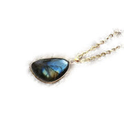 Pendentif en Or avec Pierre de Lune et Labradorite « Tranquillité Azur » | Bijoux Chakra