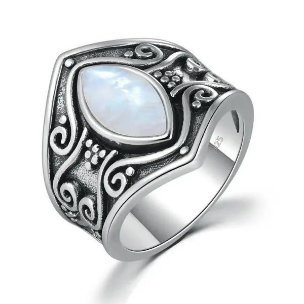 Bague Imposante en Pierre de Lune "Néo-Gothique" | Bijoux Chakra