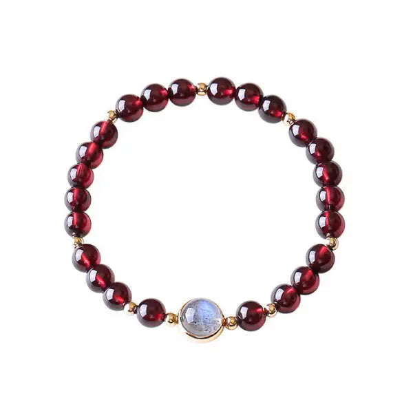 Mala Éclatant en Grenat et Pierre de Lune Naturelle "Garnet" | Bijoux Chakra