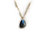Pendentif en Or avec Pierre de Lune et Labradorite « Tranquillité Azur » | Bijoux Chakra