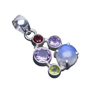 Pendentif Chroma Éblouissant avec Pierre de Lune et Gemmes Multicolores | Bijoux Chakra