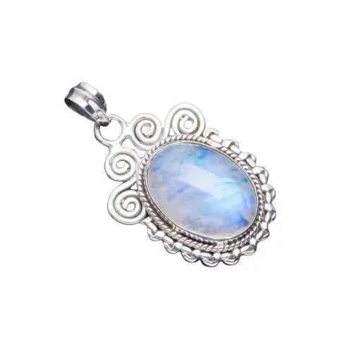 Pendentif envoûtant en Pierre de Lune, monture en argent sterling 925 "Dyaus" | Bijoux Chakra