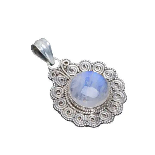 Pendentif authentique en argent "Linga" avec pierre de lune véritable | Bijoux Chakra