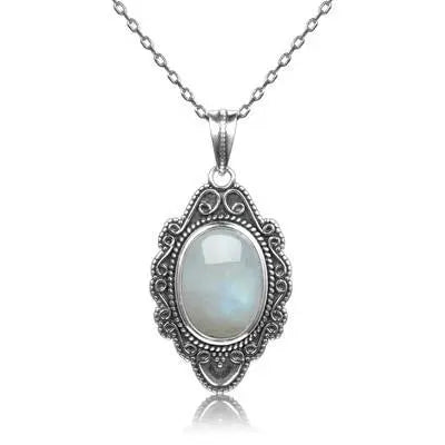 Pendentif Éclatant en Pierre de Lune Bleue "Vague" | Bijoux Chakra