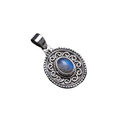 Pendentif "Trimurti" en Éblouissante Pierre de Lune Bleue | Bijoux Chakra
