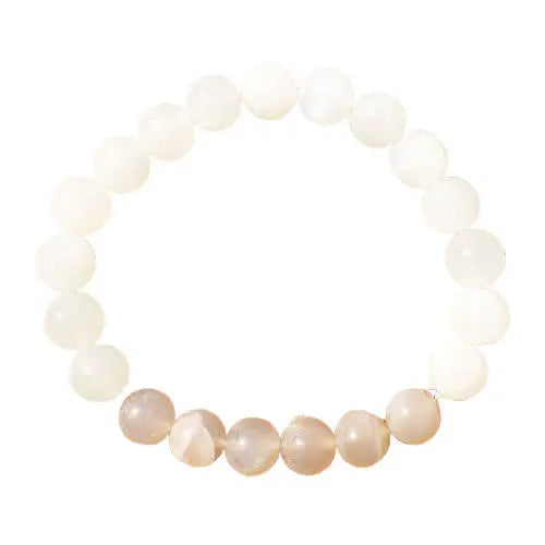 Bracelet Envoûtant en Pierre de Lune Adulaire "Mawu" Teinte Pêche | Bijoux Chakra