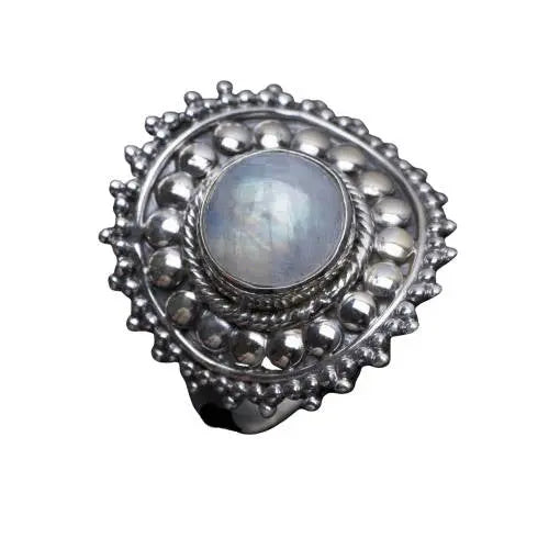 Bague "Dia" en Pierre de Lune Arc-en-Ciel Éblouissante | Bijoux Chakra