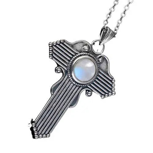 Pendentif Croix en Pierre de Lune "Élégance Spirituelle" | Bijoux Chakra