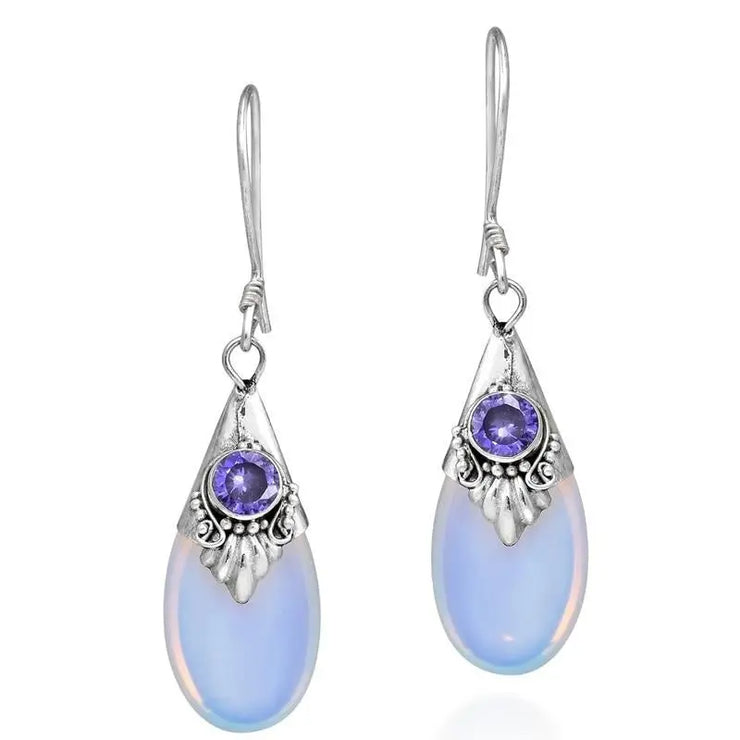 Boucles d'oreilles en Argent ornées de Pierre de Lune : Éveil de l'âme | Bijoux Chakra