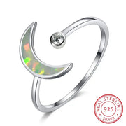 Anneau Céleste en Lune et Opale Bleue Envoûtante | Bijoux Chakra
