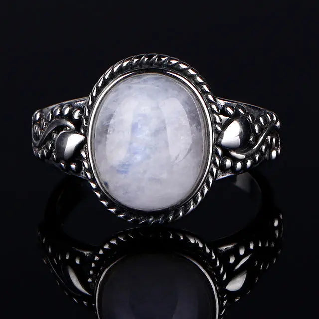 Anneau en Argent avec Pierre de Lune "Espoir Enchanté" | Bijoux Chakra