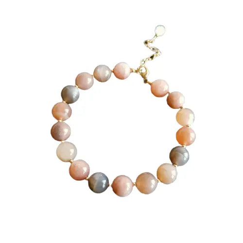 Bracelet Éclatant en Pierre de Lune Rose, Grise et Blanche | Bijoux Chakra