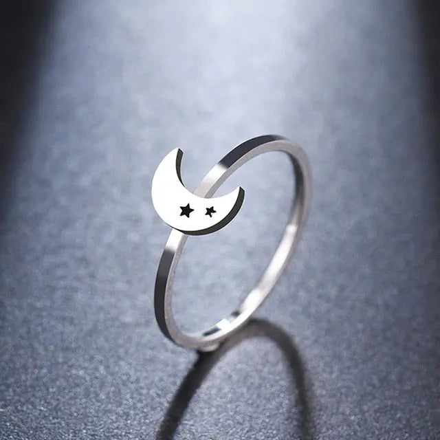 Bague en Acier "Élégance Lunaire" | Bijoux Chakra