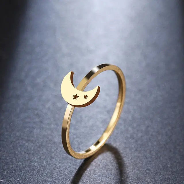 Bague en Acier "Élégance Lunaire" | Bijoux Chakra