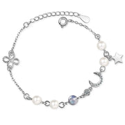 Bracelet Envoûtant en Pierre de Lune "Croissant Azur" | Bijoux Chakra