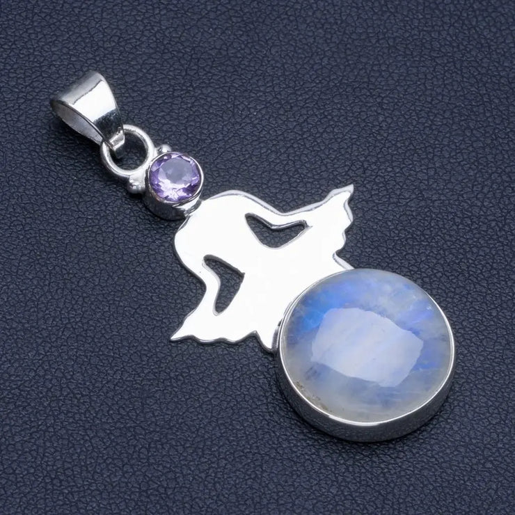 Pendentif en Argent avec Éclatante Pierre de Lune "Élégance de Danseuse" | Bijoux Chakra