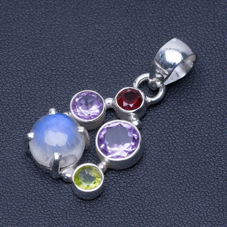Pendentif Chroma Éblouissant avec Pierre de Lune et Gemmes Multicolores | Bijoux Chakra