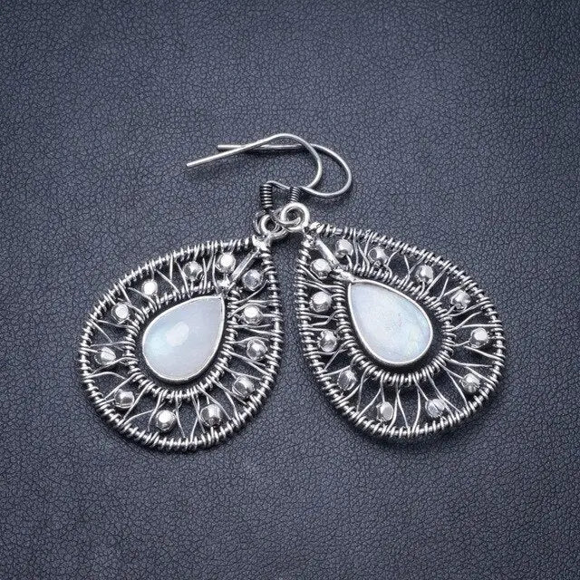 Boucle d'Oreille Éclatante en Argent avec Pierre de Lune "Candides" | Bijoux Chakra
