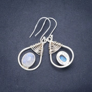 Boucles d'Oreilles Pendantes en Argent avec Éclatante Pierre de Lune "Pralines" | Bijoux Chakra