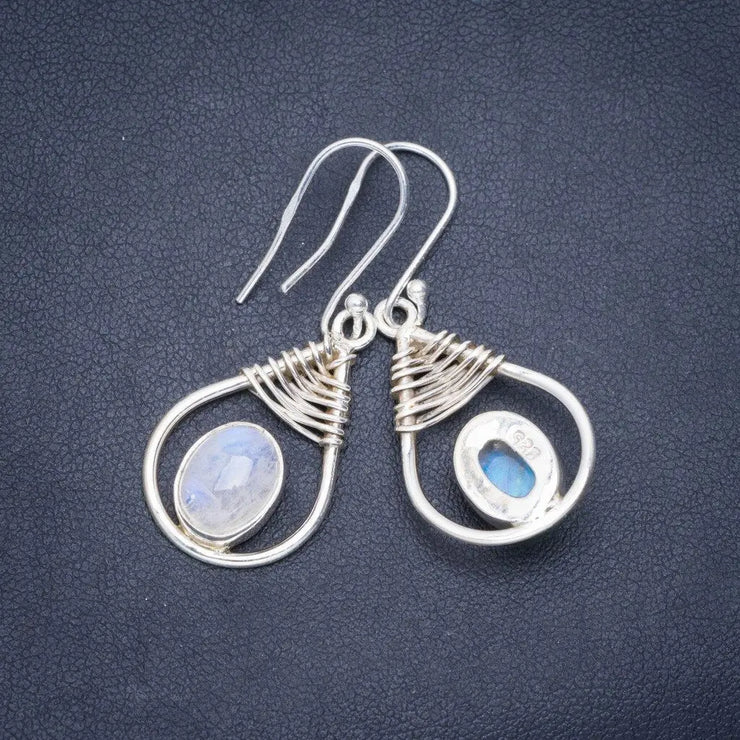 Boucles d'Oreilles Pendantes en Argent avec Éclatante Pierre de Lune "Pralines" | Bijoux Chakra